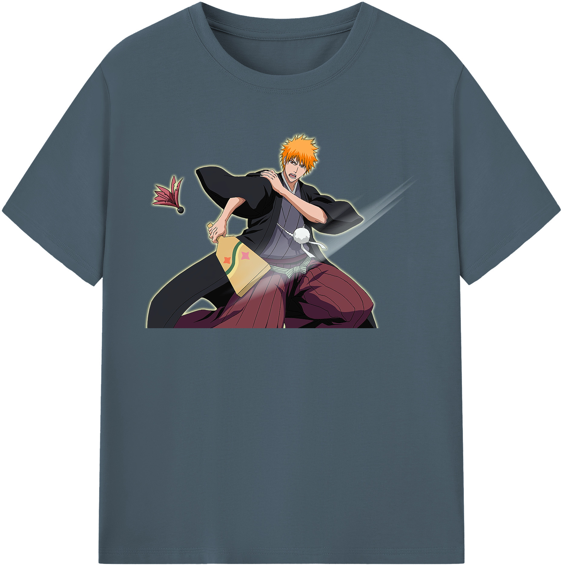 （画像用） ブリーチ 黒崎一護（くろさき いちご）BLEACH Kurosaki Ichigo 綿100％半袖Tシャツ（フロントプリント）
